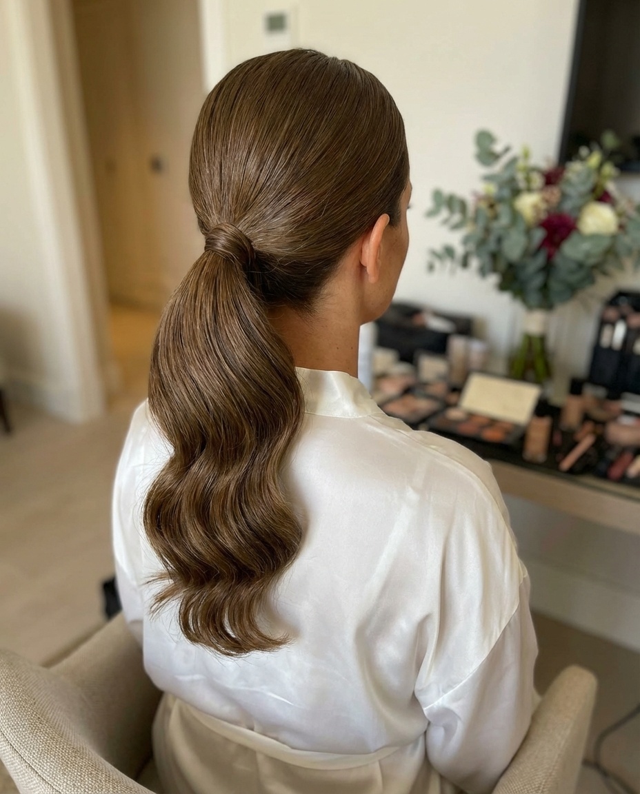 Cola de caballo glam para novia en Fuengirola - Estilista de novias y peluquería de boda - Verónica López Wallis